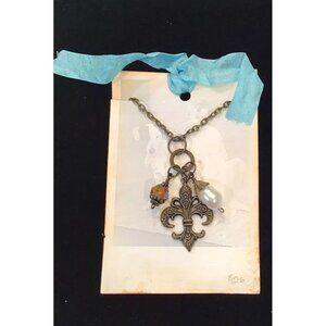 Necklace Fluer De Lies Fresh Water Pearl Paris NOLA Granny Core Mixed Media USA